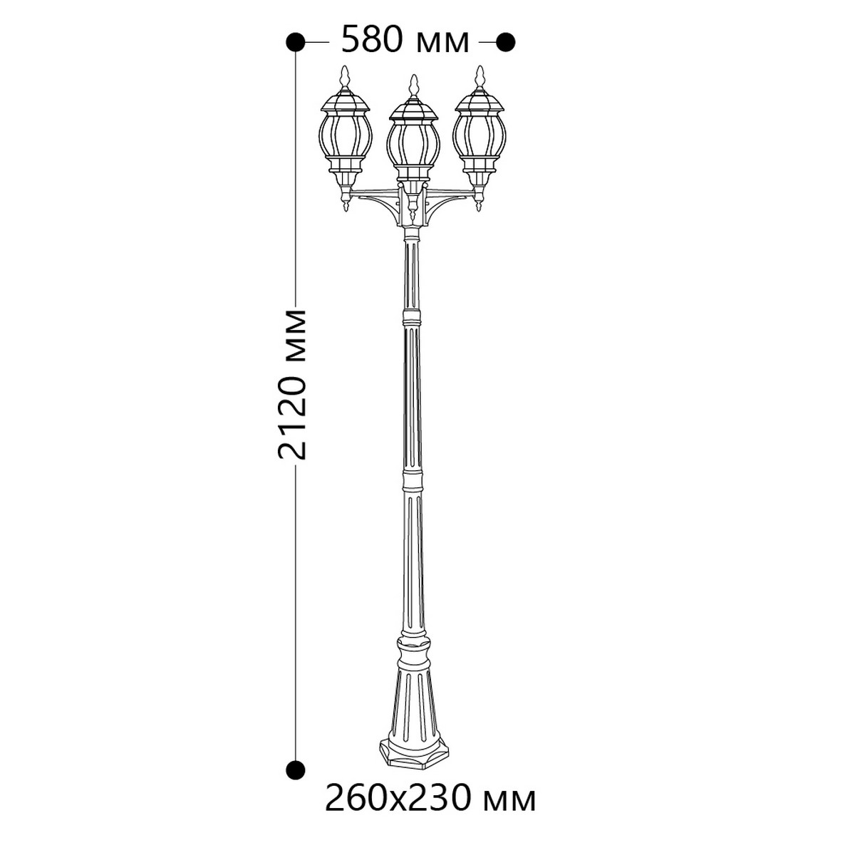 Уличные светильники столб Уличный светильник Feron 8115 столб 3*100W E27 230V, черный 11214 