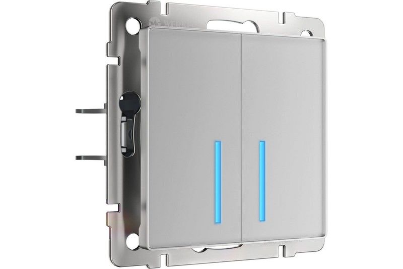 Werkel Серебряный механизмы Сенсорный Выключатель Werkel двухклавишный с подсветкой 1000 Вт (серебряный) W4520006