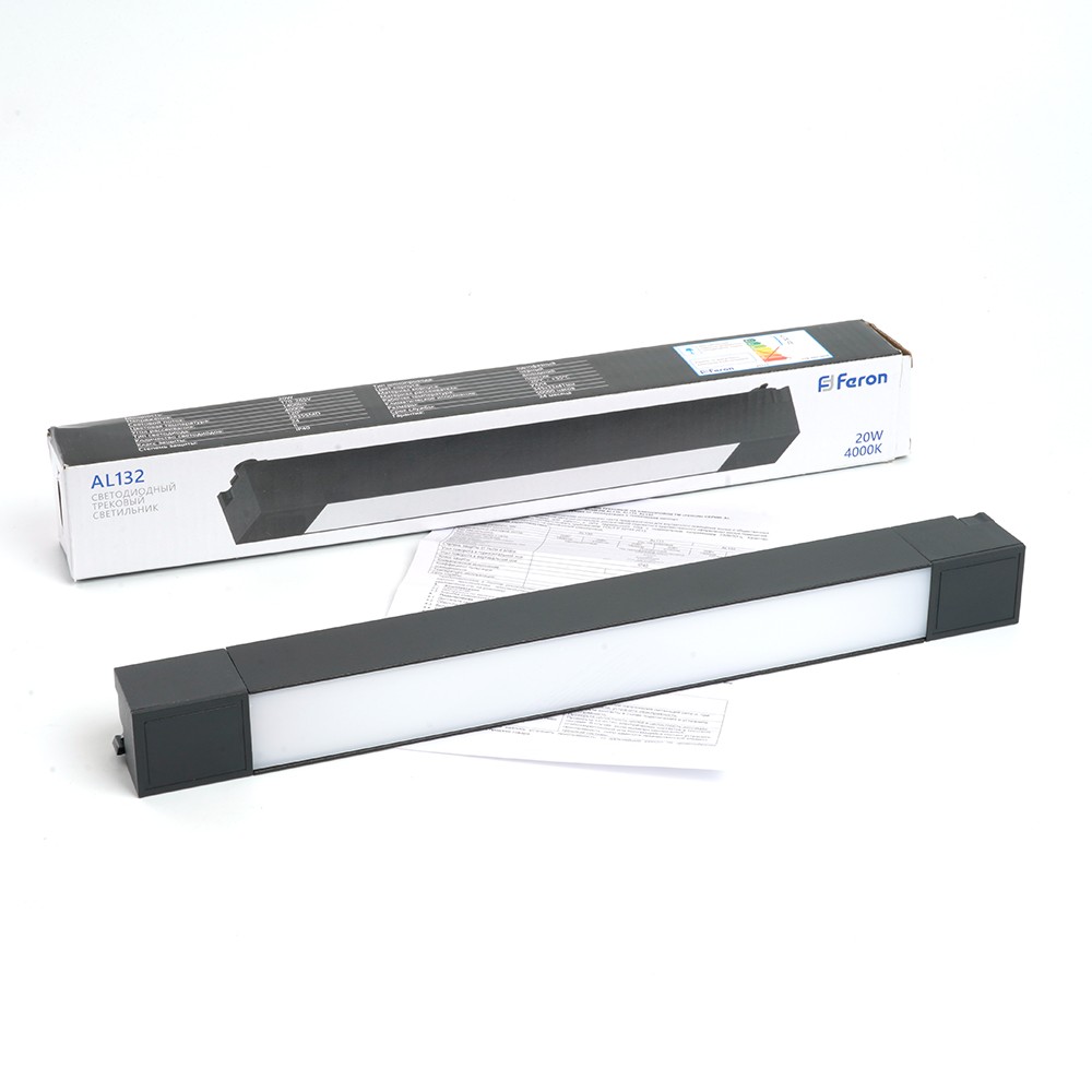 Трековые светодиодные светильники Светодиодный светильник Feron AL132 трековый однофазный 20W 4000K 120 град. черный 48380 