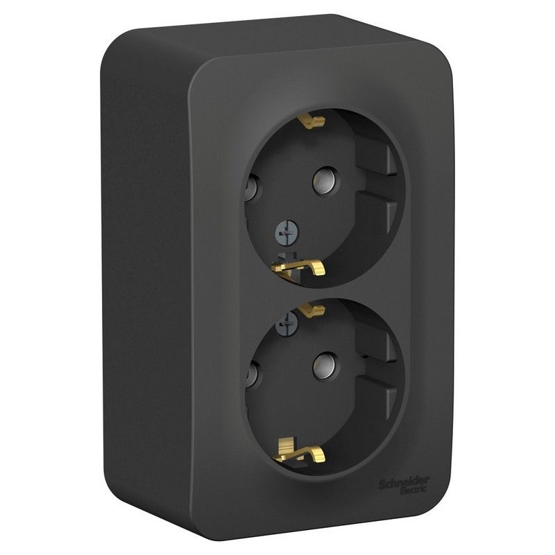 Blanca антрацит розетки и выключатели Розетка SE Blanca 2-ая Антрацит наружный с/з без шторок BLNRA010206