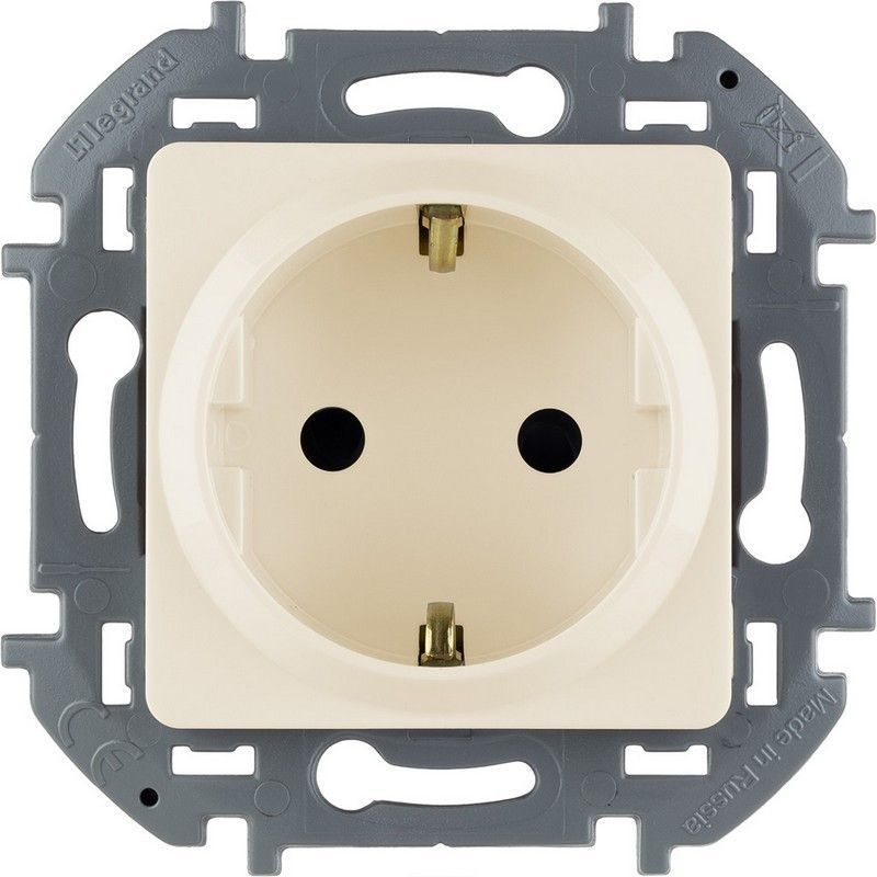 Legrand Inspiria Слоновая кость Розетка Legrand INSPIRIA Слоновая кость с заземлением со шторками 16 А 250 В 673731