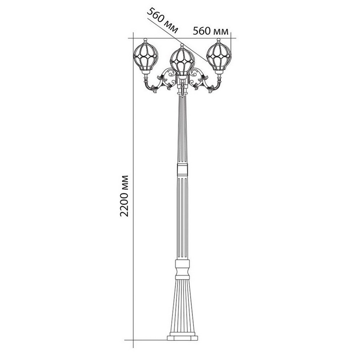Уличные светильники столб Уличный светильник Feron PL3709 столб круглый 3*60W 230V E27, черное золото 11389 